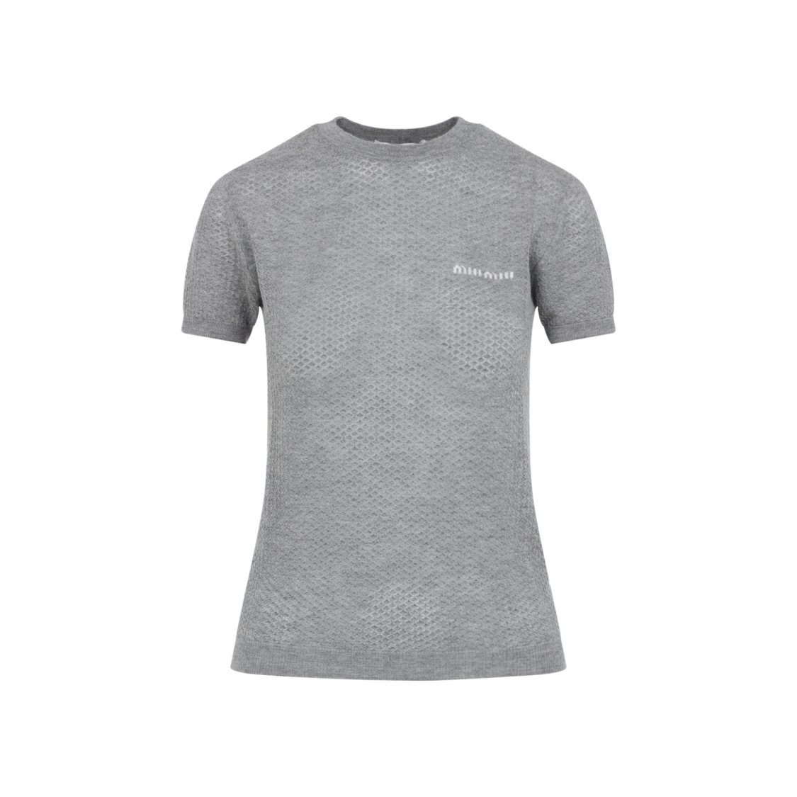 Miu Miu Textured Grey Cashmere T-shirt