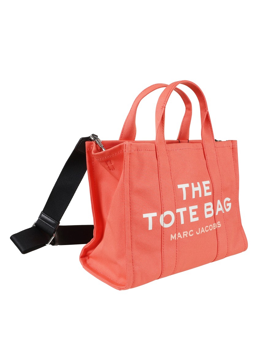 Marc Jacobs Structured Tote Bag With Adjustable Strap And Bold Text In Orange