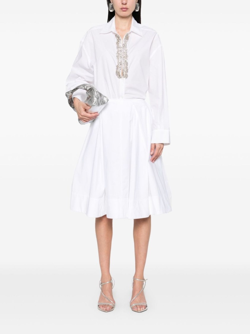 Pinko Button-up White Shirt With Intricate Embellishments In White