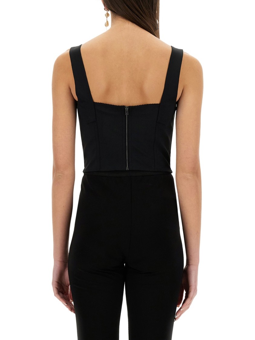 Shop Dolce & Gabbana Jacquard And Lace Sheath Corsetry Bustier In Black