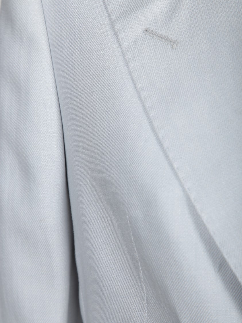 Shop Tagliatore Double-breasted Pearl Grey Linen Jacket With Tailored Cut
