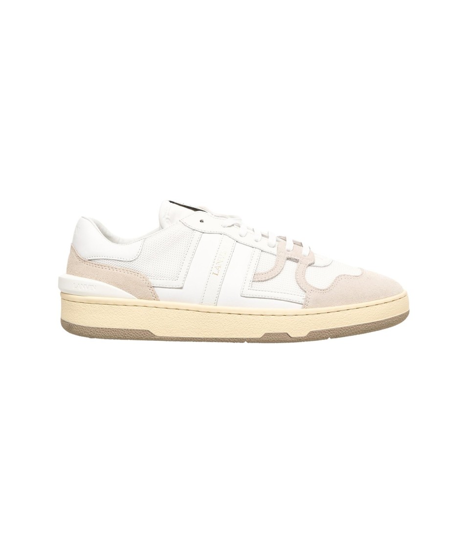 Lanvin Mesh And Leather Clay Sneakers With In Neutrals