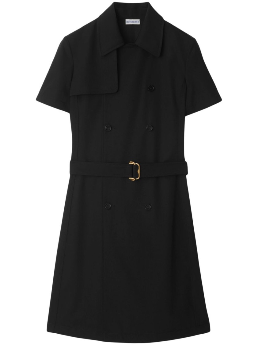 Burberry Waist Belted Midi Dress With Button Detailing In Black