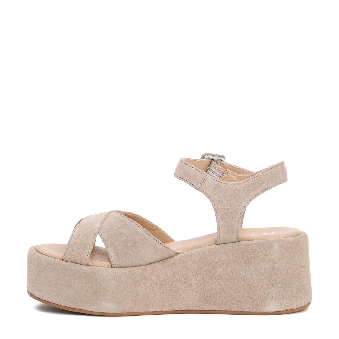 Strategia Beige Suede Wedge Sandals In Neutrals