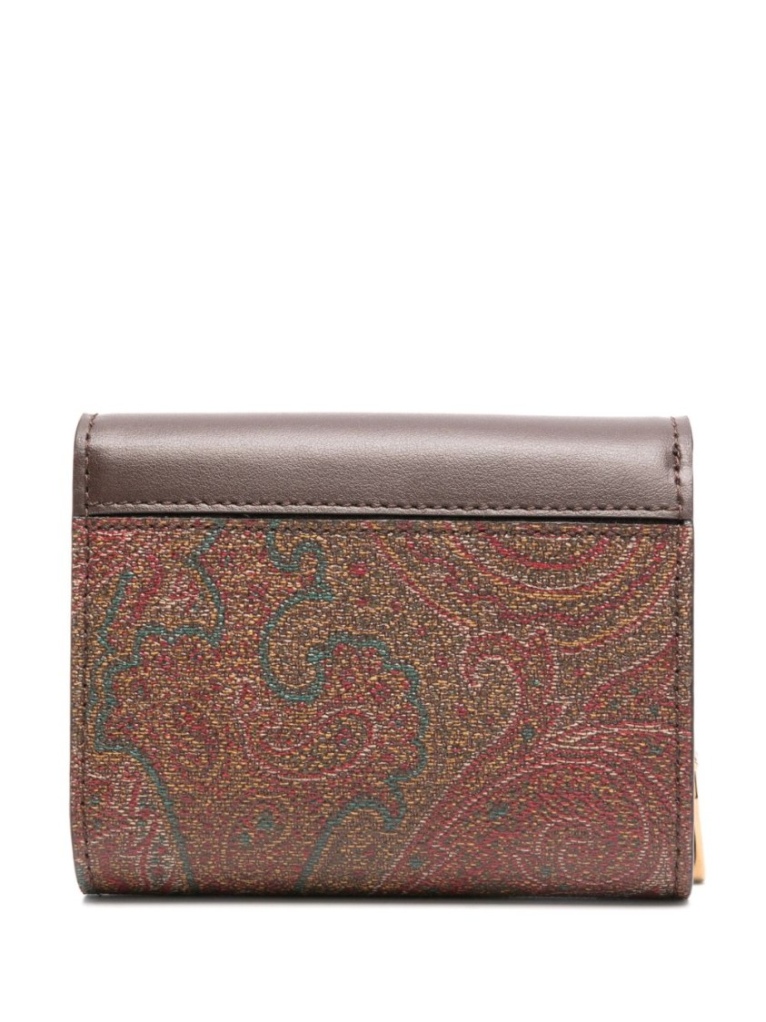 Etro Cedar Brown Textured Wallet With Concealed Fastening