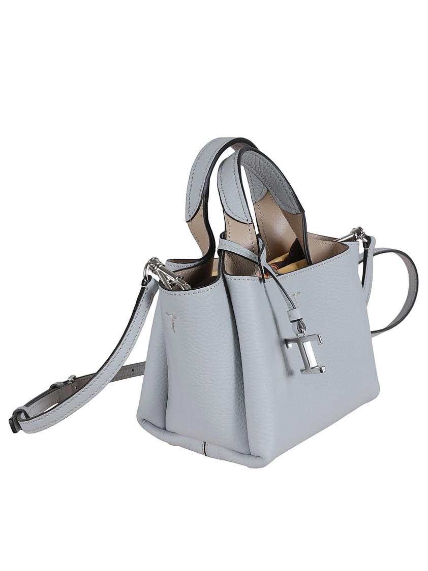 Tod's Structured Pebbled Leather Handbag With Dual Top Handles In White