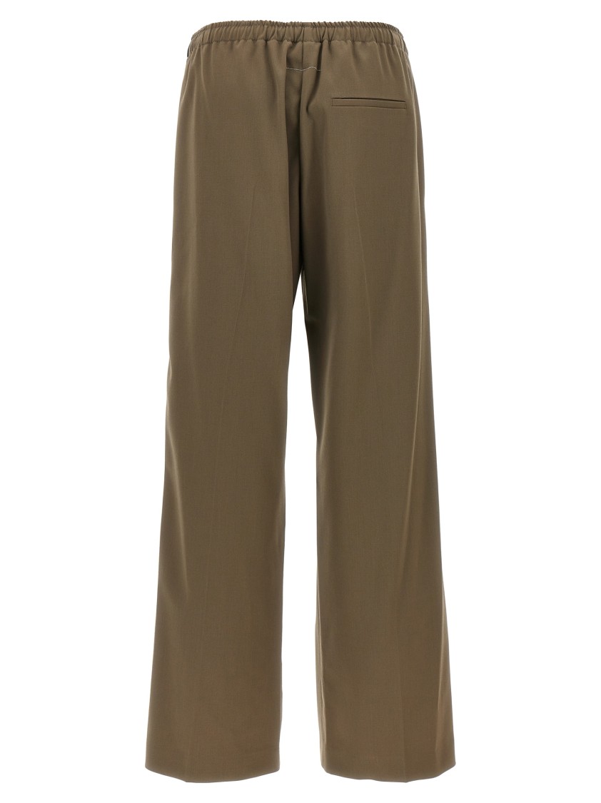 Mm6 Maison Margiela Mm6 By Maison Margiela Brown Satin Band Pants With Contrast Detailing In Green