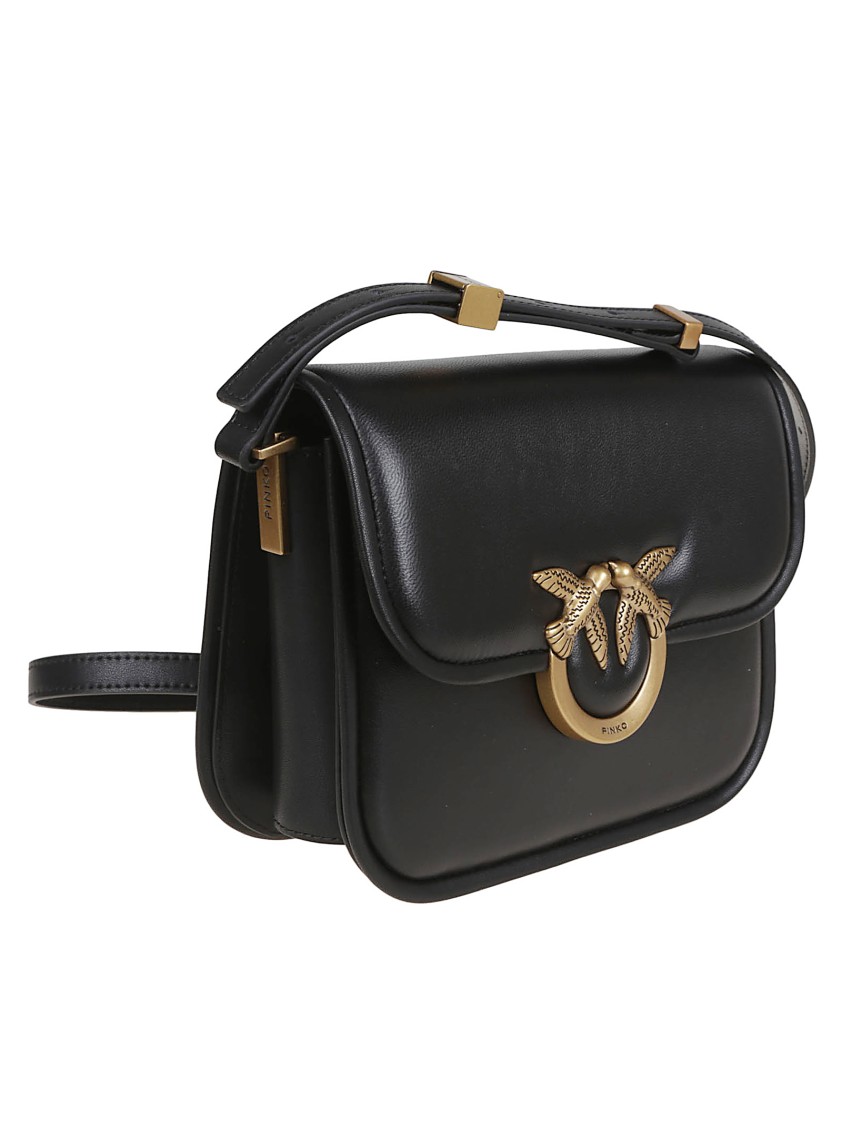 Pinko Smooth Calfskin Shoulder Bag With Love Birds Logo