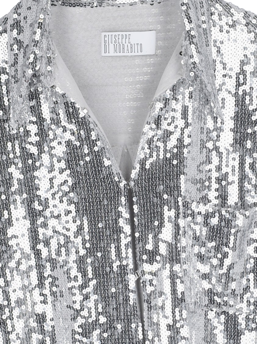 Giuseppe Di Morabito Sequin Embellished Collared Neck Long Sleeves Top