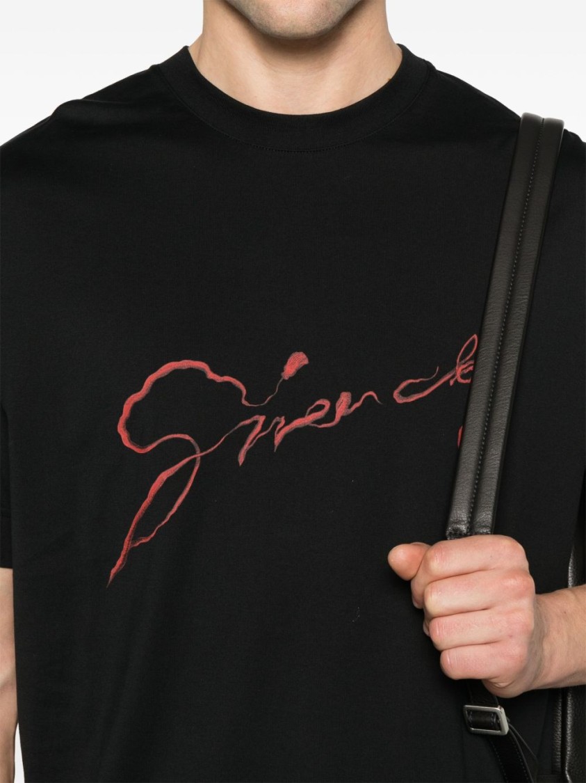 Givenchy Black Crewneck T-shirt With Logo Lettering On The Front And Maxi Logo Print On The Rear In Cotton Ma In Black