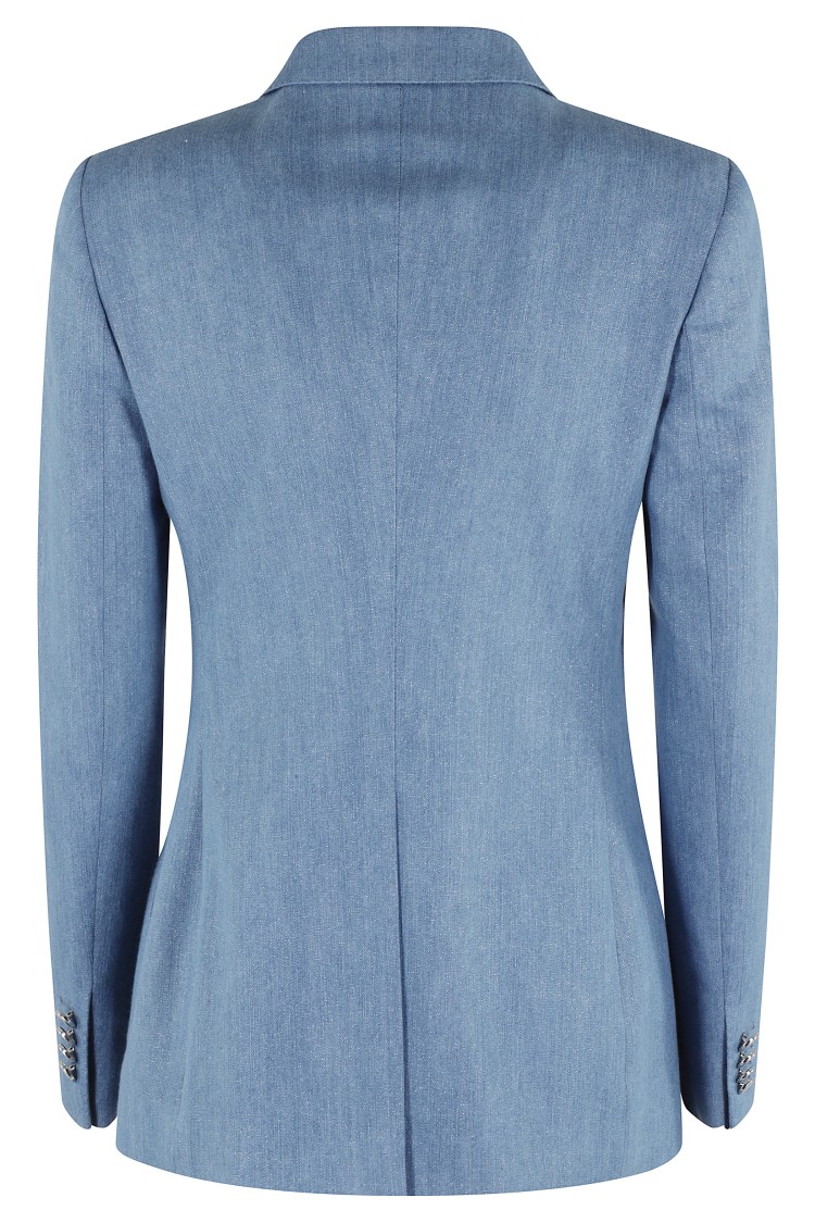 Tagliatore Denim Lurex Double-breasted Blazer With Notch Lapel
