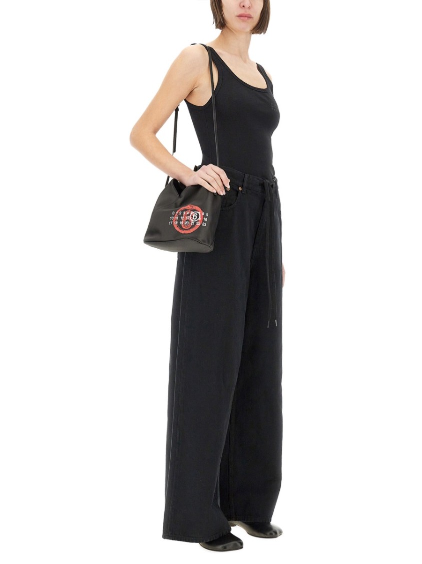 Shop Mm6 Maison Margiela Mm6 By Maison Margiela Fitted Black Ribbed Tank Top