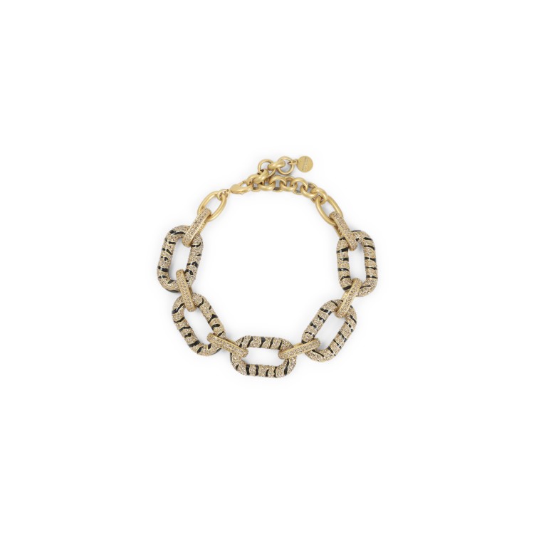 Roberto Cavalli Textured Chain Link Bracelet With Gold-Tone Finish