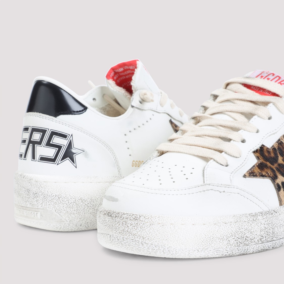 Golden Goose Leopard-print Leather Star Sneakers In White