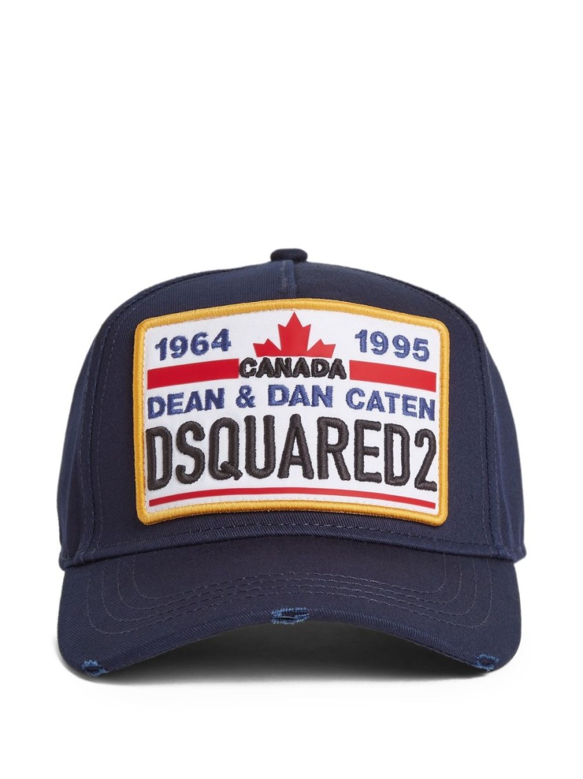 Dsquared2 Navy Blue Logo Patch Cap In Black