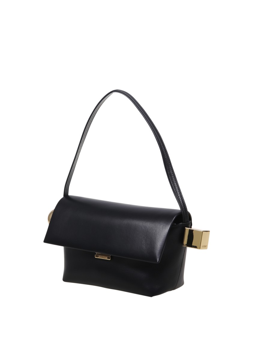 Jacquemus Le Rond Carre Leather Shoulder Bag In Black