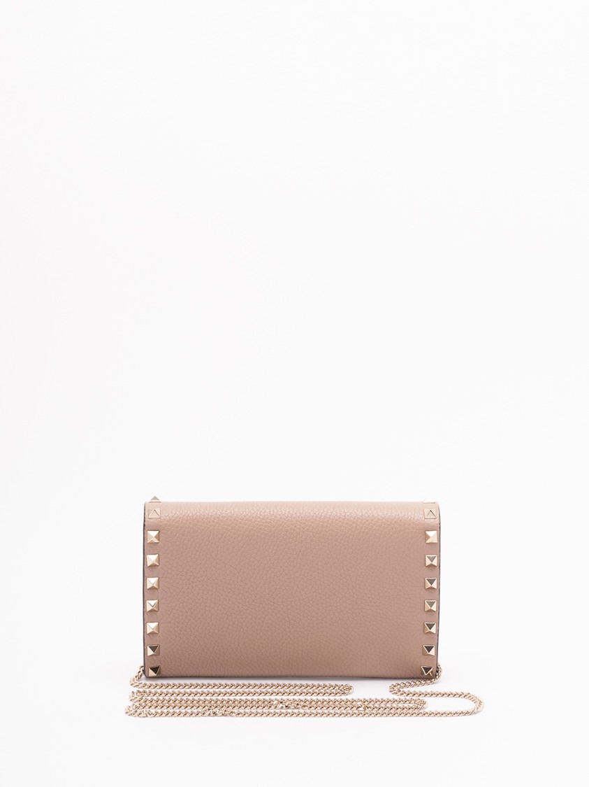 Valentino Rockstud Wallet On Chain In Pink