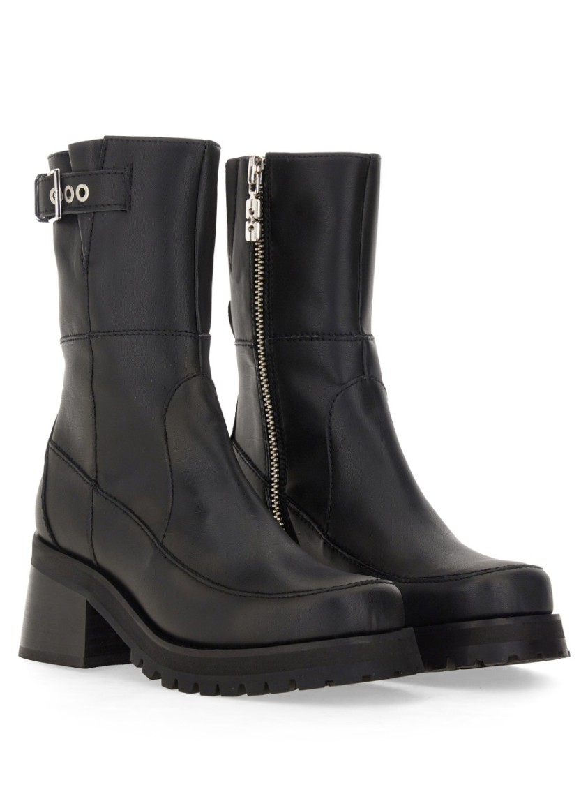 Ganni Feminine Buckle Platform Boot In Black