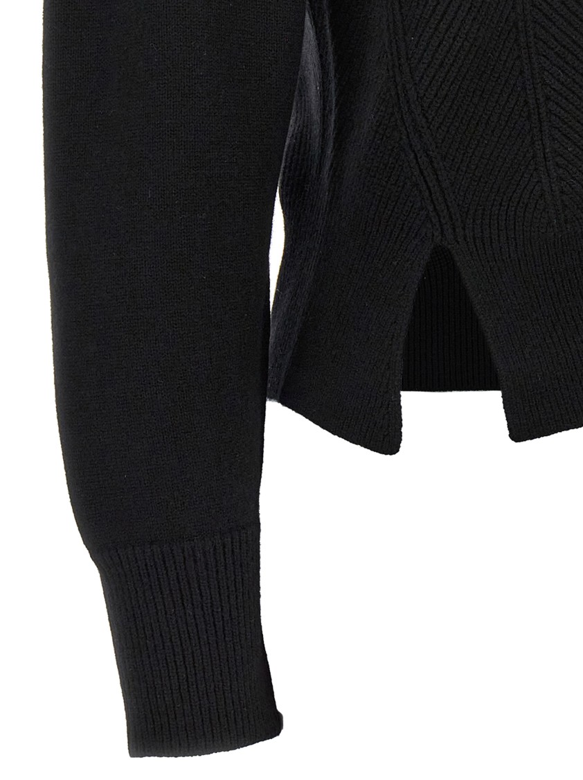 Alexander Mcqueen Chevron Corset Sweater In Wool In Black