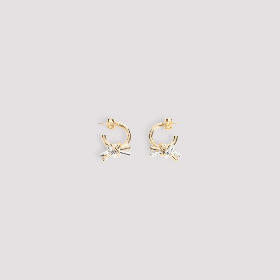 Bottega Veneta Intertwined Brass Hoop Earrings With Decorative Knot