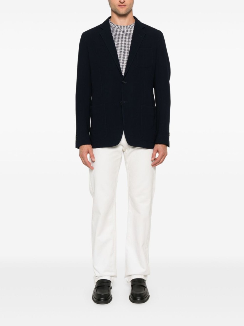 Giorgio Armani Tailored Black Blazer With Notch Lapel And Textured Fabric In Black