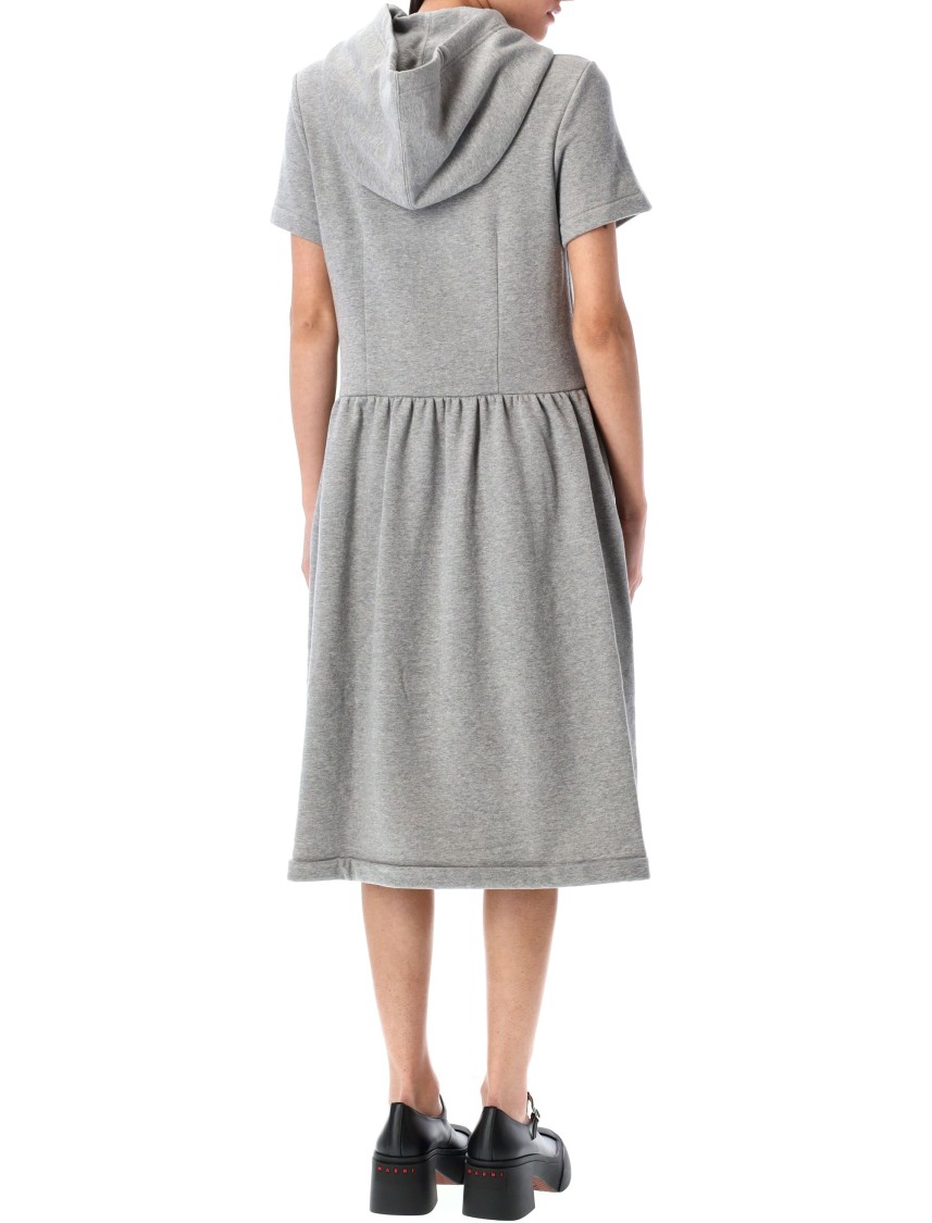 COMME DES GARÇONS COMME DES GARÇONS GREY HOODED SWEATSHIRT-DRESS WITH GATHERED WAIST 