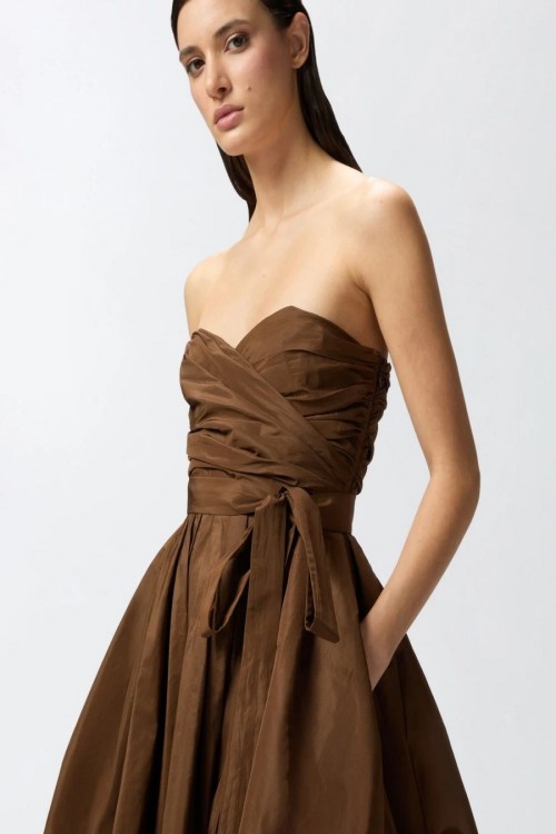 Pinko Strapless High-Low Dress With Fitted Bodice | THE LIST