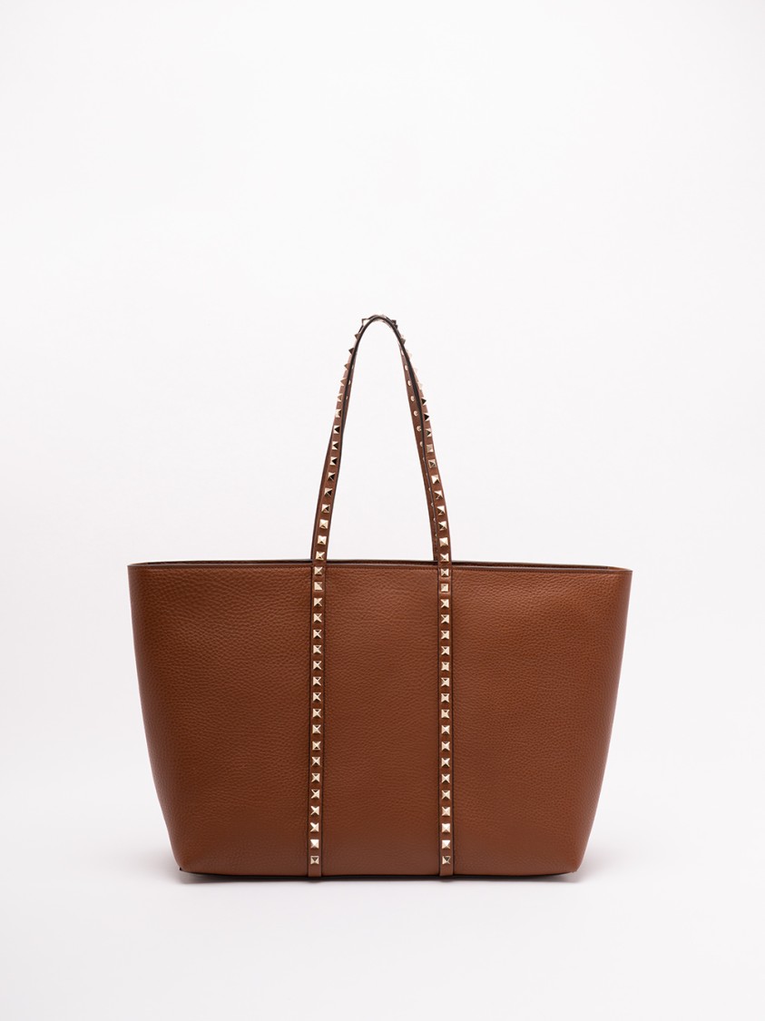 Valentino Garavani Rockstud Tote With Edgy Embellishments In Brown