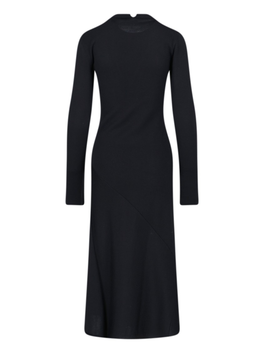 Shop Jil Sander Black Wool Necklace Detail Dress