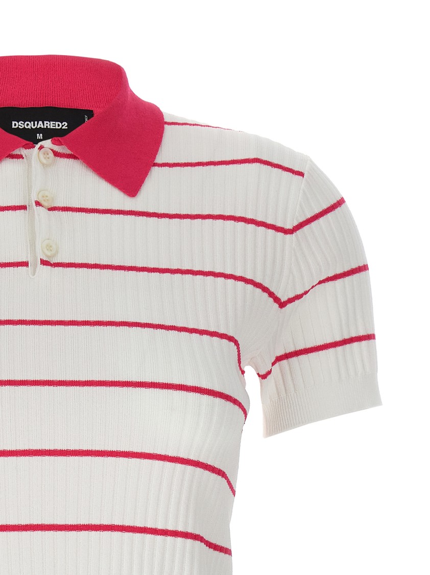 Dsquared2 Two-tone Striped Polo In Neutral