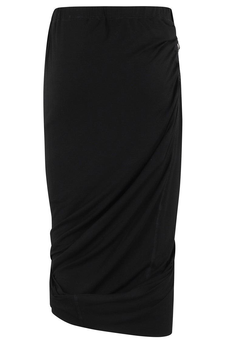 Helmut Lang Draped Jersey Skirt With Adjustable Side Strap In Black