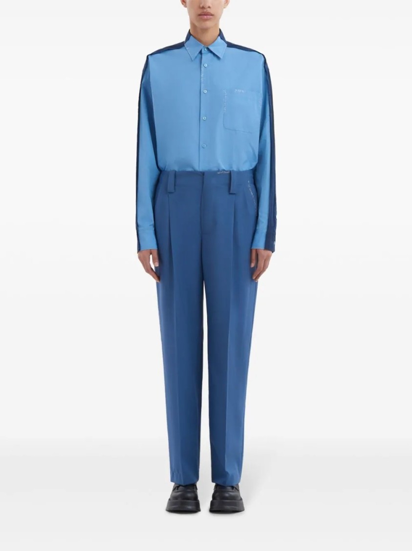 Marni High-waisted Wide-leg Trousers With Sharp Pleats In Blue