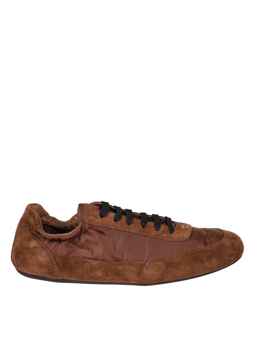 Prada Geometric Tread Lightweight Ballerina Sole In Brown