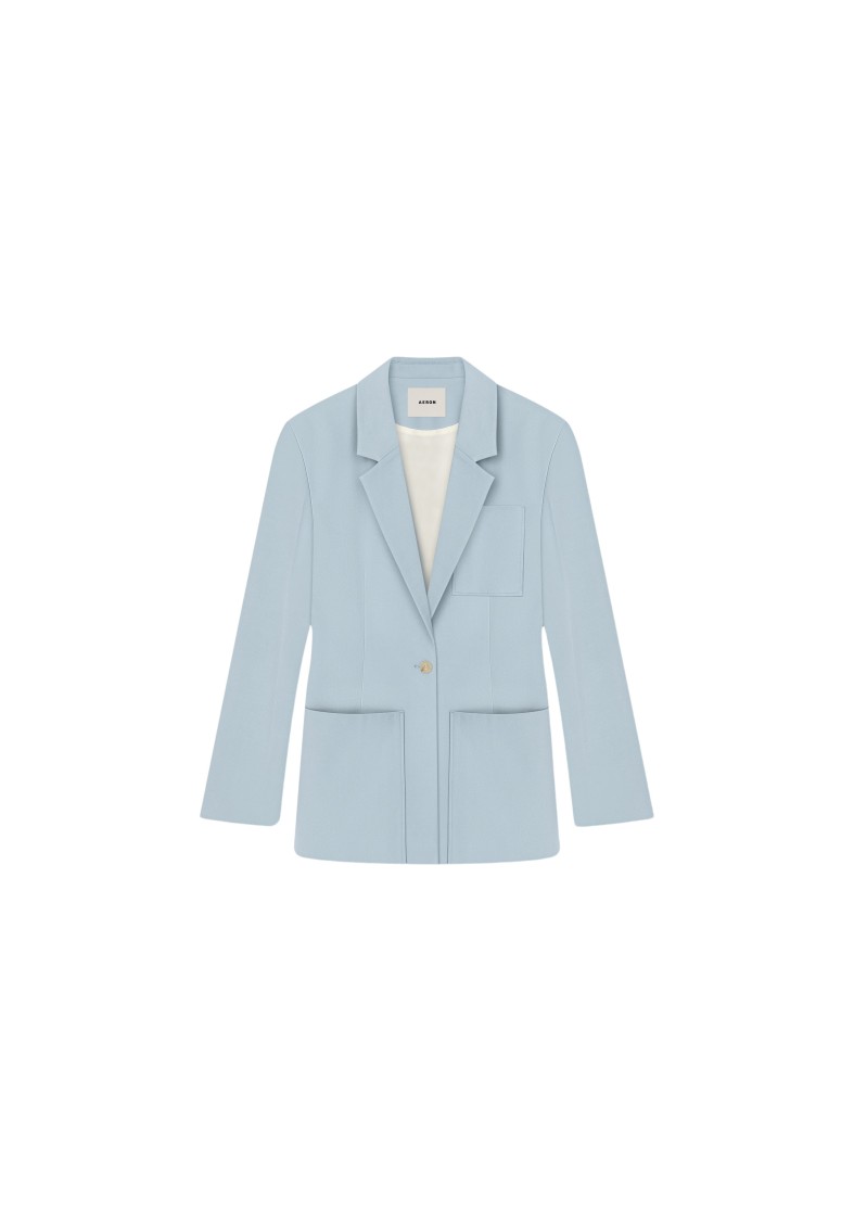 Shop Aeron Mila - Waisted Blazer With Oversized Pockets In Blue