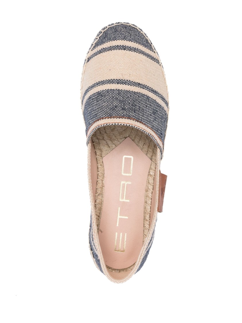 Etro Striped Canvas Espadrillas In Blue