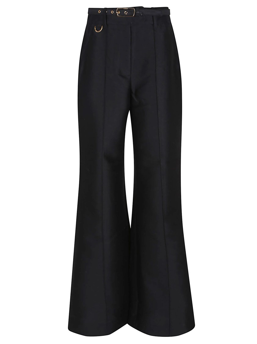 Zimmermann Hypnotic Flare Trousers With Removable Belt In Black