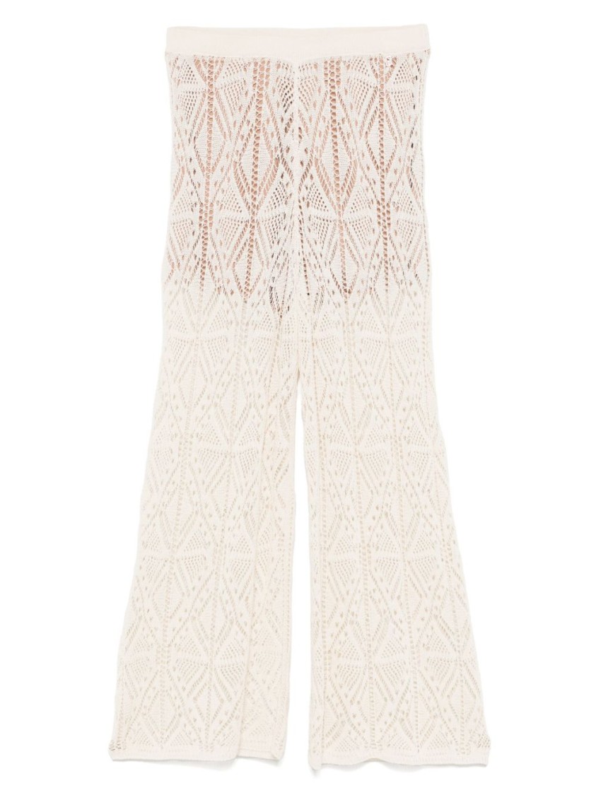 LIU •JO LIU JO OPEN-KNIT WIDE-LEG TROUSERS WITH GEOMETRIC PATTERN