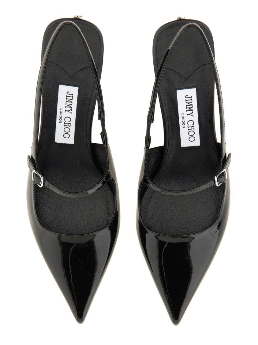 Jimmy Choo Patent Leather Slingback With Back Monogram