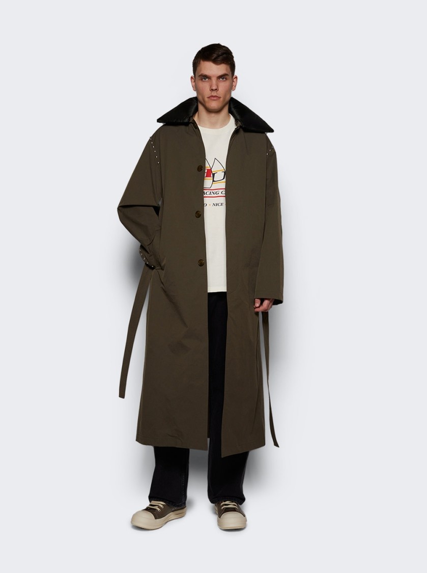 Rick Owens Hollywood Leather Low Sneakers Dust And Milk In Green