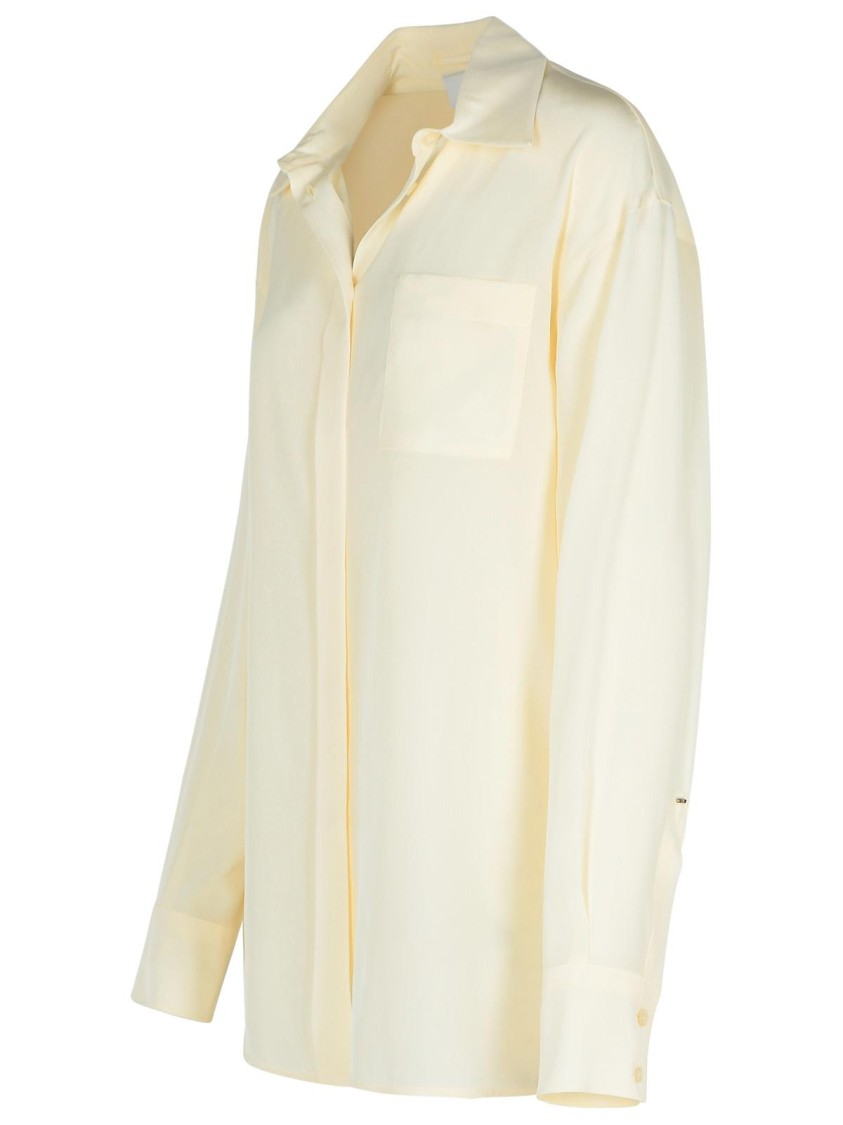 Sportmax 'silk Shirt With Long Sleeves And Collar' In Neutrals