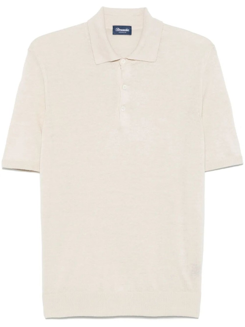 Drumohr Short Sleeve Polo With Classic Collar In Neutral