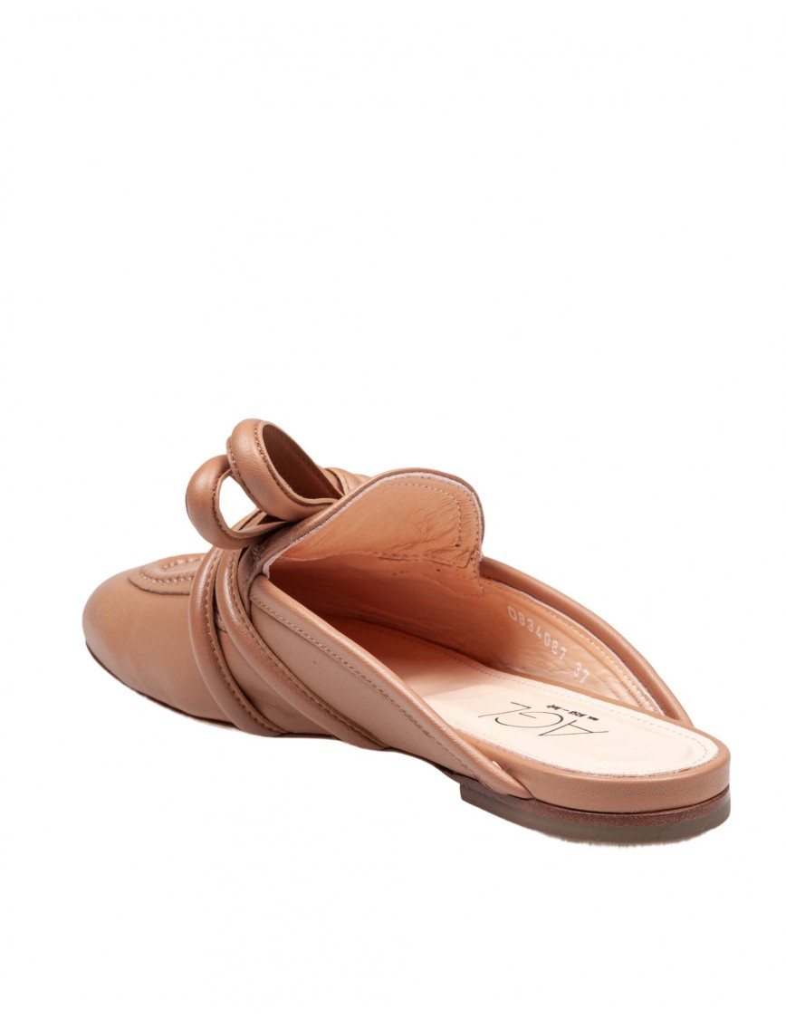 Agl Attilio Giusti Leombruni Agl Cocoa Leather Mules With Knotted Ribbon Detail In Brown