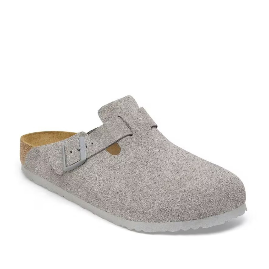 Shop Birkenstock Grey Suede Clogs With Anatomical Footbed