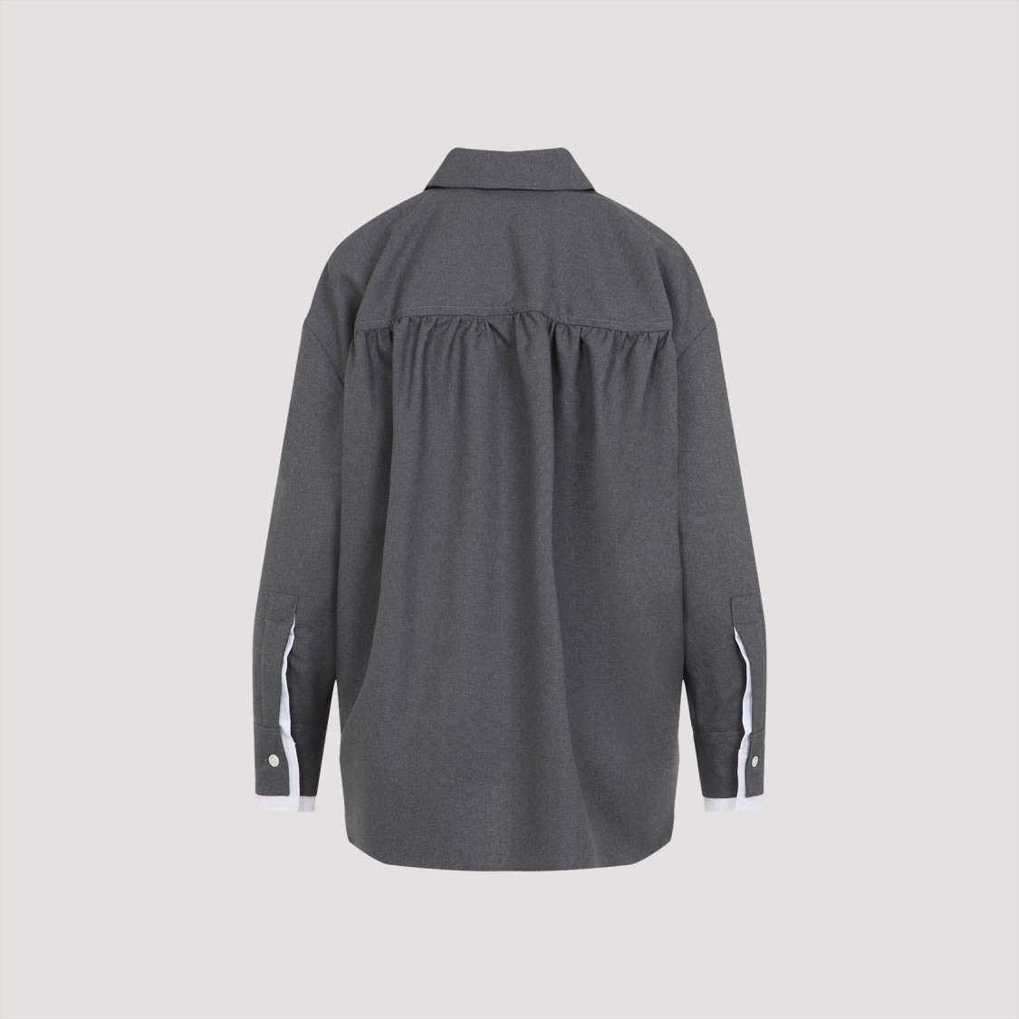 Shop Marni Relaxed Fit Grey Shirt With Contrasting Cuffs