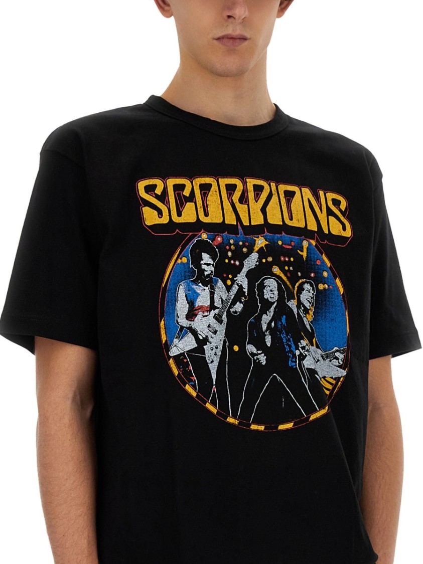 Junya Watanabe Cotton Scorpions Crew Neck T-shirt With Print In Black