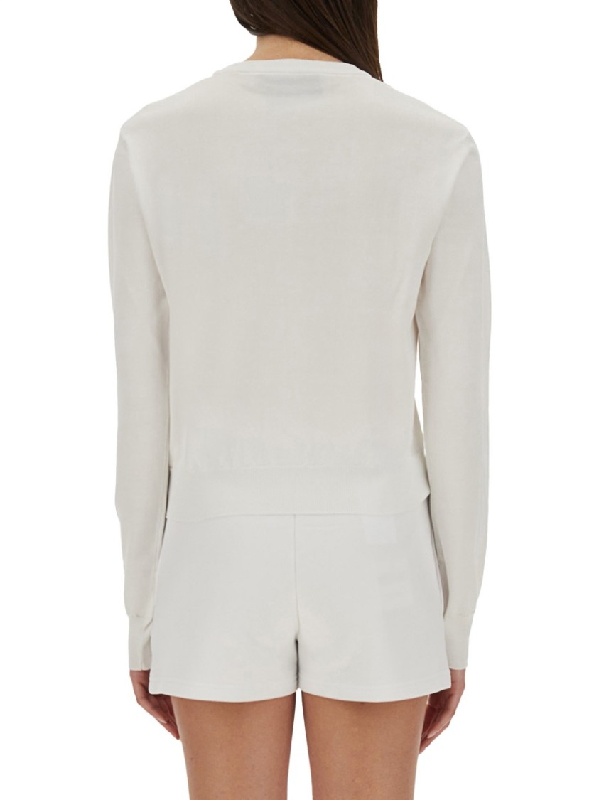 Moschino Cotton Pullover With Teddy Pattern In Brown