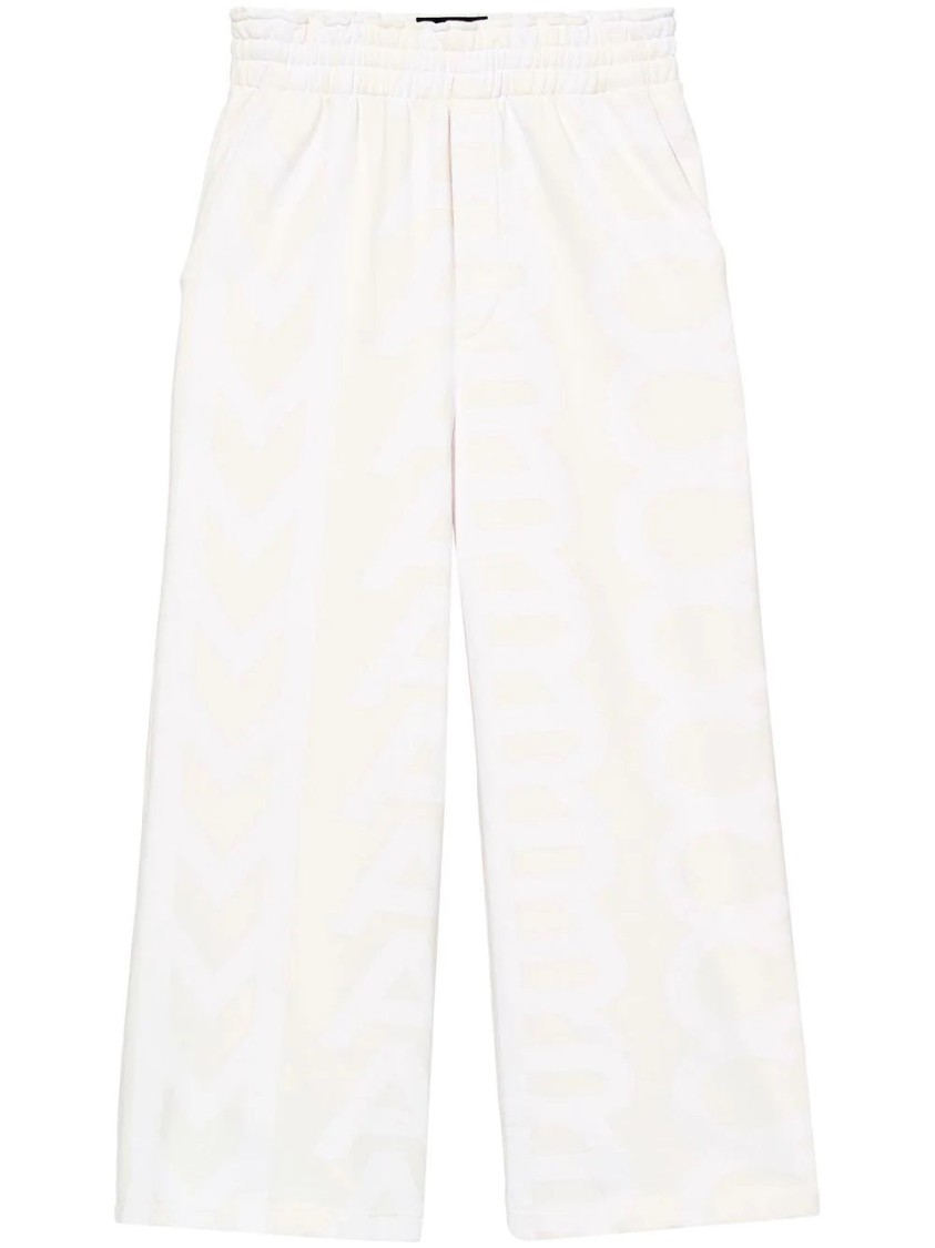 Marc Jacobs Monogram Wide Leg Pants With Elastic Waistband In White