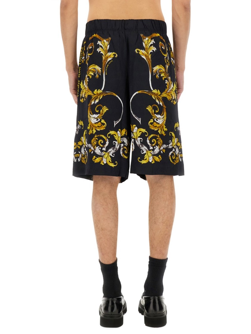 Shop Versace Jeans Couture Shorts With Baroque Outline Print