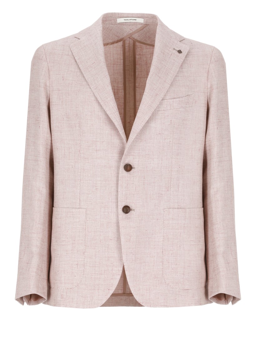 Shop Tagliatore Pink Linen And Cotton Jacket In Neutrals