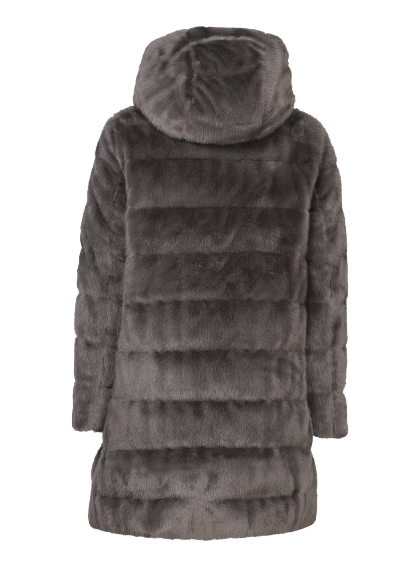 Herno Ashape Fur Grey Down Jacket In Grey